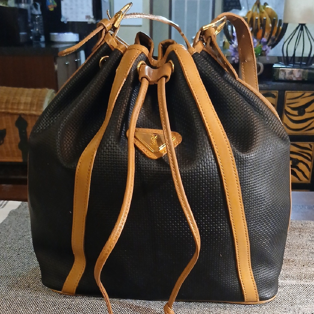 Yves Saint Laurent Black and Tan Shoulder Bag